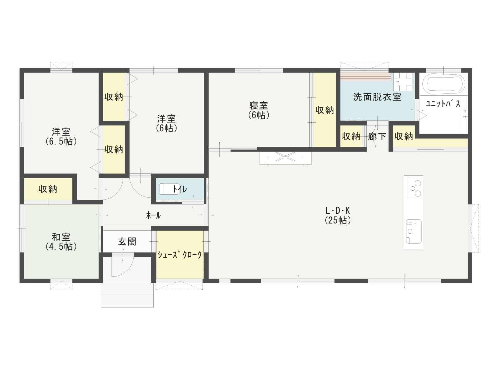 玄関土間収納がある家の間取り図