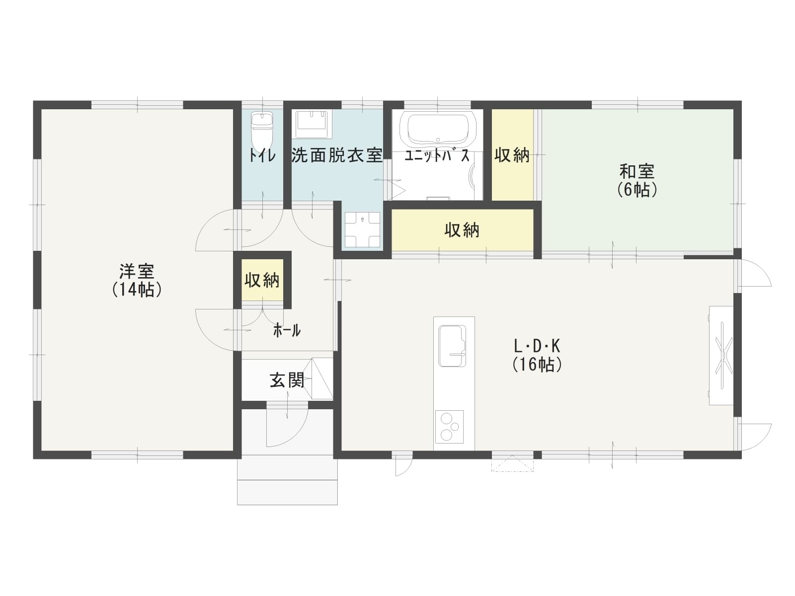 2000万円以下で建てられる平屋の間取り図