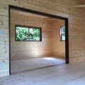 薪ストーブのある平屋の内装５|大垣市の注文住宅,ログハウスのような木の家を低価格で建てるならエイ・ワン