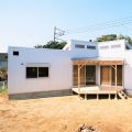 薪ストーブのあるユニークな平屋の外観｜石岡市の注文住宅,ログハウスのような低価格住宅を建てるならエイ・ワン