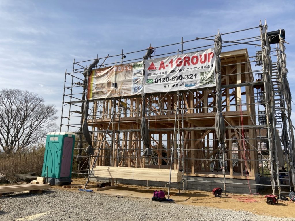 上棟の様子｜茨城県行方市の二階建て