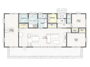 平屋, サーファーズハウス, 家事ラク住宅 【29坪/3LDK/行方市】敷地を活かした開放感あふれるサーファーズハウス