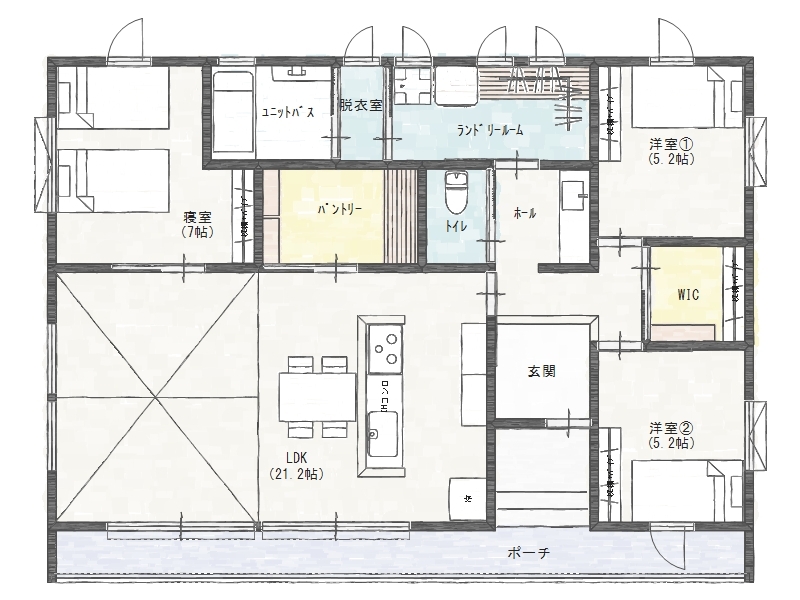 【鹿嶋市/29坪/3LDK】収納×動線×開放感!全部叶えた平屋【完成見学会】間取りプラン