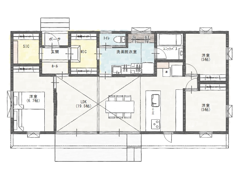 【土浦市/3LDK/平屋】30坪なくても全部ある。 効率設計の平屋｜間取りプラン